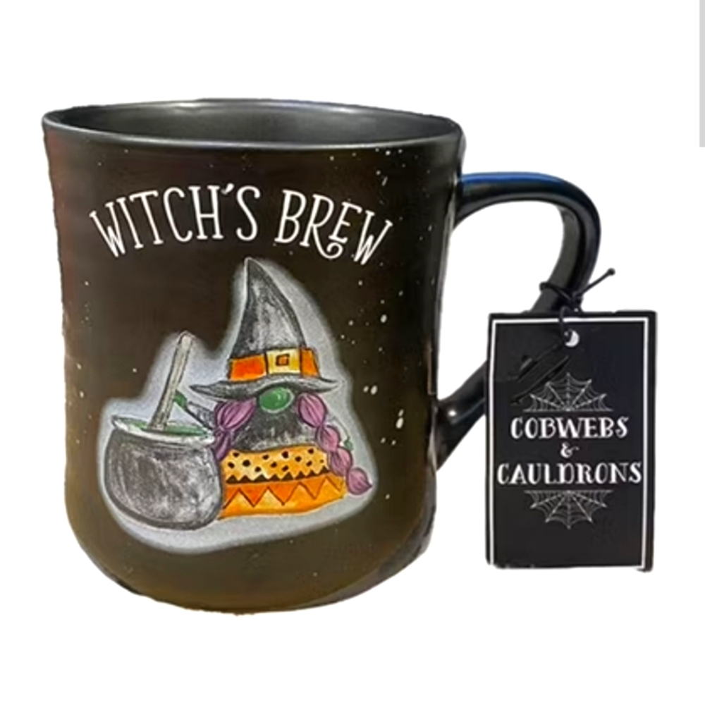 Cobwebs & Cauldrons Witch Gnome Witches Brew Oversize Ceramic Mug NWT